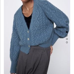 ZARA jewel button cable knit cardigan